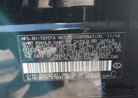 2015 Lexus Gs 350 z USA, uszkodzony, nr VIN JTHCE1BL1FA001526